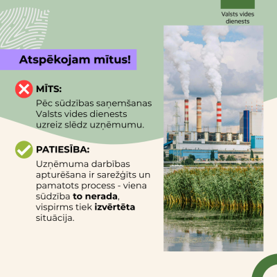 Mīts:&nbsp;Pēc sūdzības saņemšanas Valsts vides dienests (VVD) uzņēmumu uzreiz slēdz.