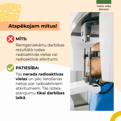 Mīts: Rentgeniekārtu darbības rezultātā rodas radioaktīvās vielas vai radioaktīvi atkritumi