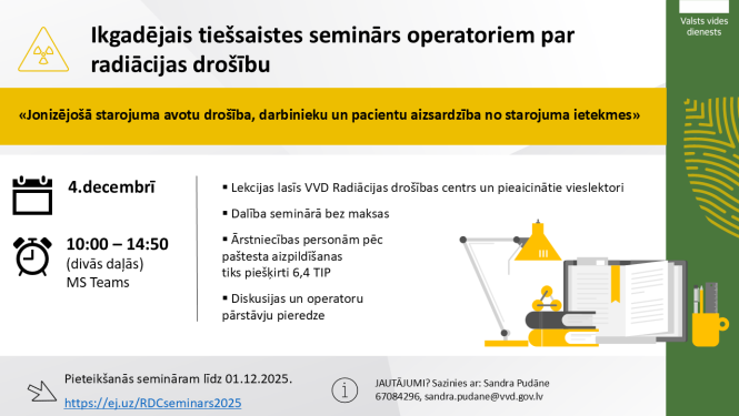 Notiks ikgadējais seminārs operatoriem par radiācijas drošības aktualitātēm
