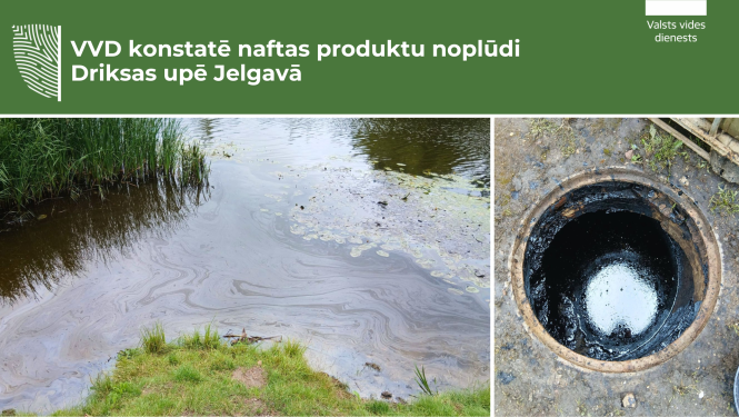 Naftas produktu noplūde Driksas upē Jelgavā