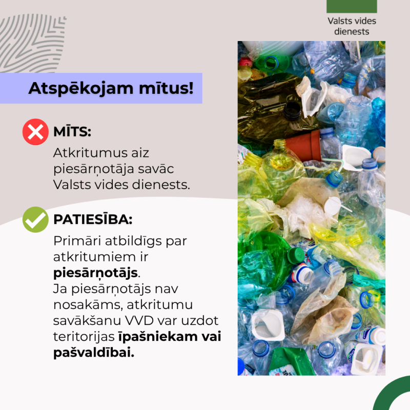 Mīts: Piegružotās teritorijās atkritumus aiz piesārņotāja savāc Valsts vides dienests