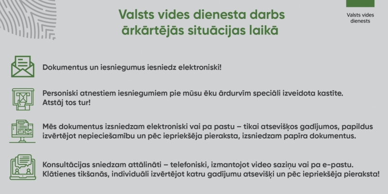 VVD darbs ārkātējās situācijas laikā 