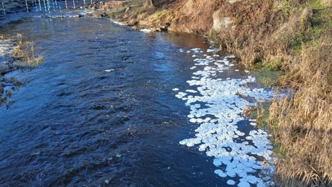 Iecavas upe ar dabas parādību - ledus pankūkas, balti veidojumi