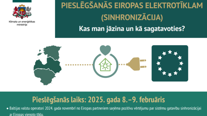 8.-9. februārī norisināsies Baltijas valstu pieslēgšanās kopējam Eiropas energotīklam; elektroenerģijas pārtraukums nav gaidāms
