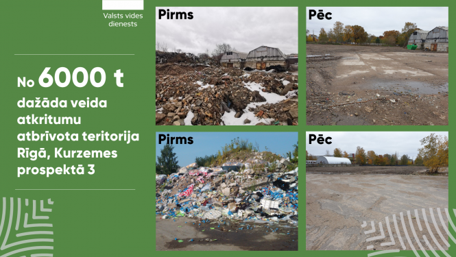 VVD informē - No 6000 tonnām dažāda veida atkritumu atbrīvota teritorija Rīgā, Kurzemes prospektā 3