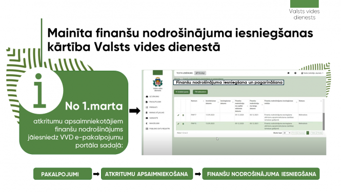  Tiek mainīta finanšu nodrošinājuma iesniegšanas kārtība Valsts vides dienestā