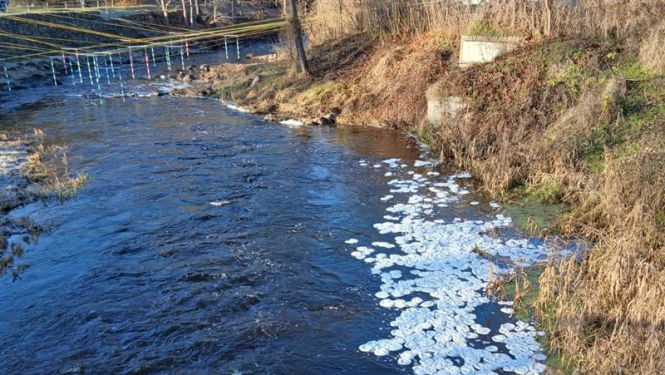 Iecavas upe ar dabas parādību - ledus pankūkas, balti veidojumi