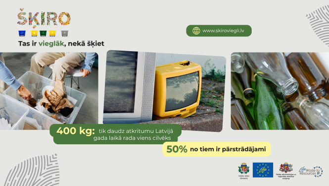 VVD: viens iedzīvotājs gadā rada ap 400 kg atkritumu, puse no tiem ir pārstrādājami, ja tos šķiro