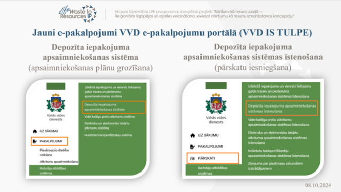 Ar mērķi uzlabot depozīta iepakojuma apsaimniekošanas sistēmas administrēšanu, izstrādāti un ieviesti jauni e-pakalpojumi