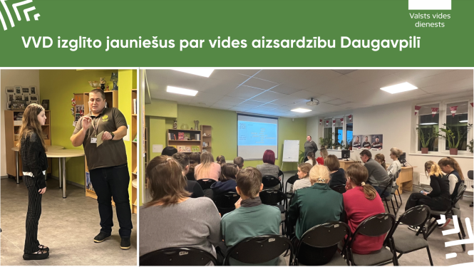 VVD izglīto jauniešus par vides aizsardzību Daugavpilī  - foto ar skolēniem
