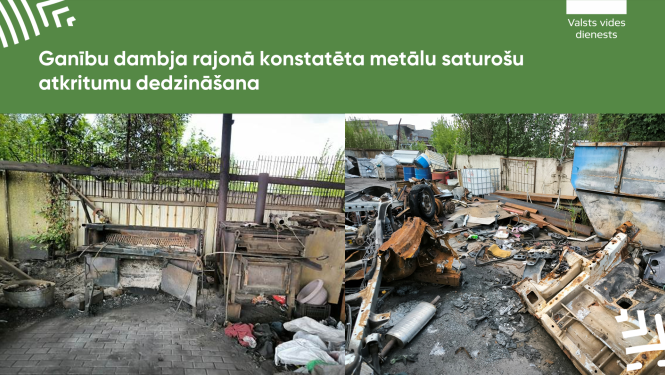 Ganībju dambja rajonā konstatēta metālu saturošu atkritumu dedzināšana