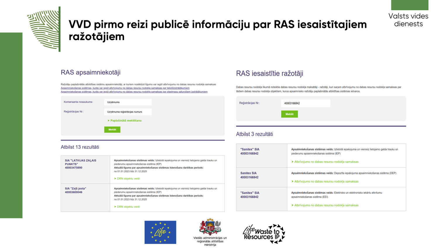 VVD pirmo reizi publicē informāciju par RAS iesaistītajiem ražotājiem
