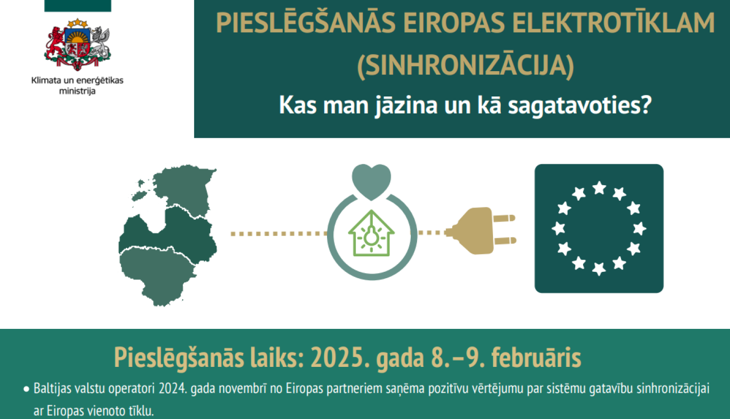 8.-9. februārī norisināsies Baltijas valstu pieslēgšanās kopējam Eiropas energotīklam; elektroenerģijas pārtraukums nav gaidāms