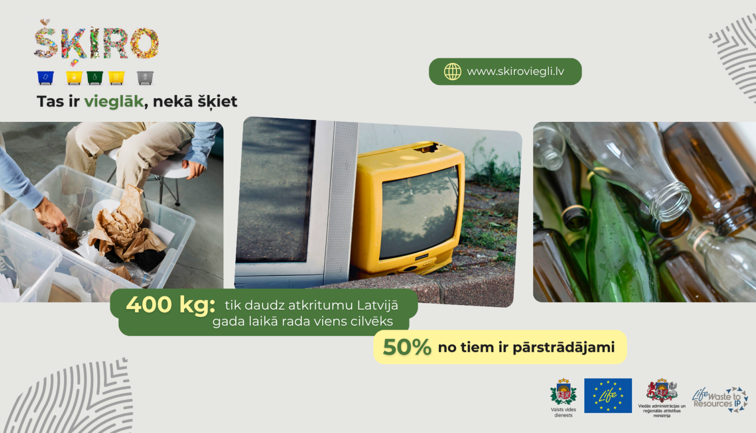 VVD: viens iedzīvotājs gadā rada ap 400 kg atkritumu, puse no tiem ir pārstrādājami, ja tos šķiro