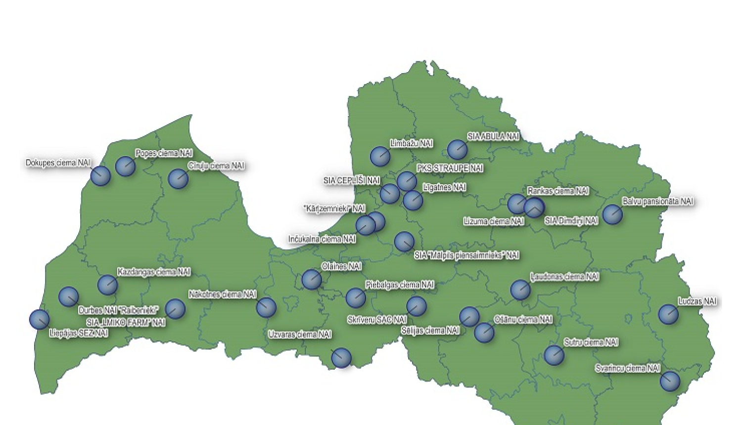 Problemātisko notekūdeņu attīrīšanas iekārtu karte