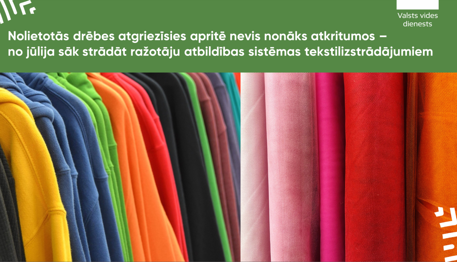 Drēbes un audumi. Nolietotās drēbes atgriezīsies apritē nevis nonāks atkritumos – no jūlija sāk strādāt ražotāju atbildības sistēmas tekstilizstrādājumiem