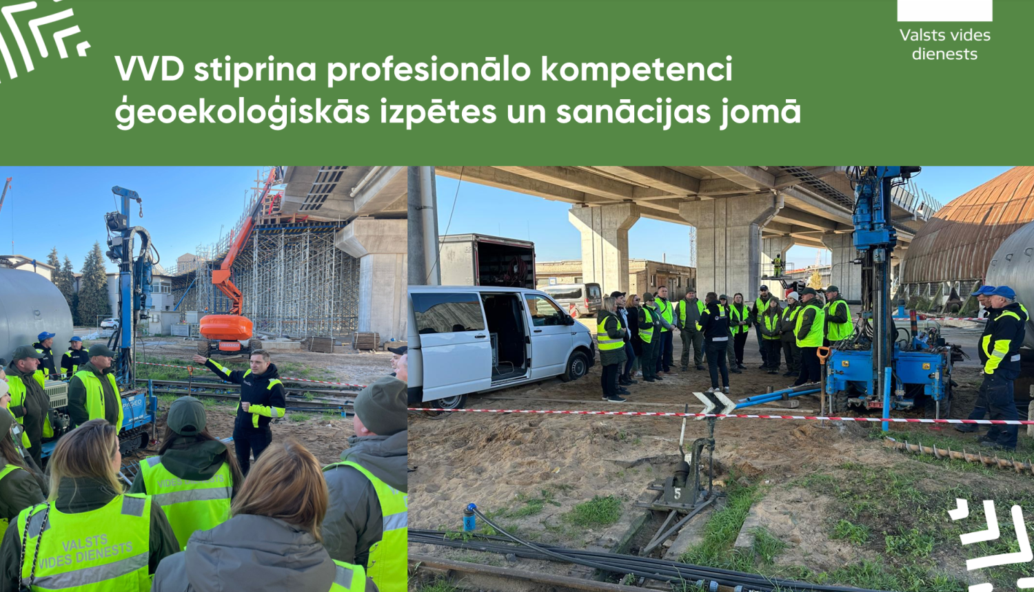 Foto ar dalībniekiem no apmācībām - VVD stiprina profesionālo kompetenci ģeoekoloģiskās izpētes un sanācijas jomā